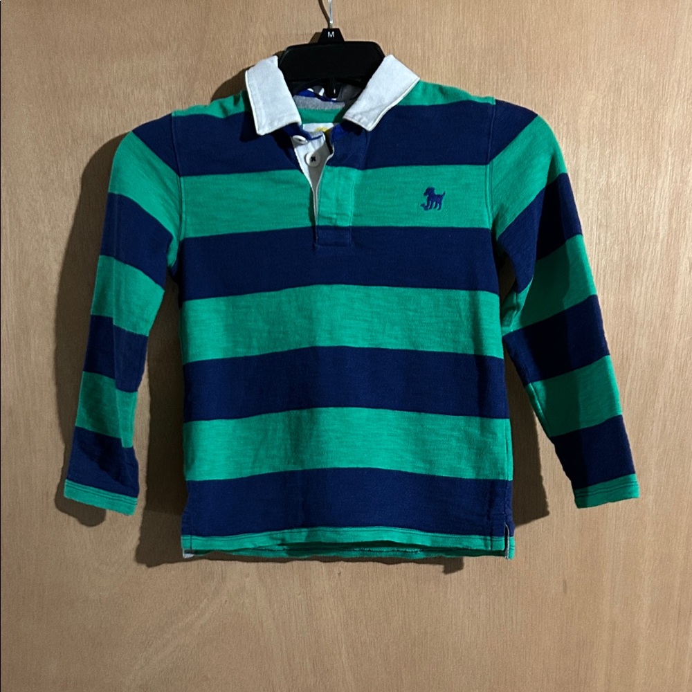 Mini Boden Striped Green and Blue Kids Polo Shirt